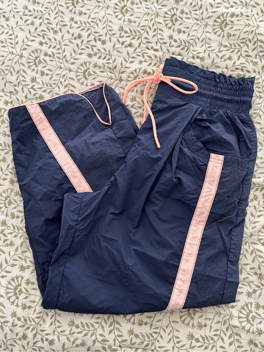 FP Movement Navy Pink Stripe Nylon Track Pants Size M